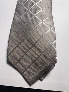 Calvin Klein Krawatte Seidenmischung hellbraun Karomuster UVP 69,50 $ neu mit Etikett - Bild 1 von 3