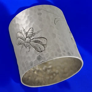 Rare Sterling Silver SHIEBLER Napkin Ring AESTHETIC w/ Bug & Flowers 2.60ozt - Picture 1 of 8