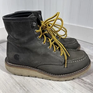 Women's Carhartt 6 Inch Moc Soft Toe Wedge Work Boot FW6027-W Gray Nubuck Sz 6.5 - Picture 1 of 16