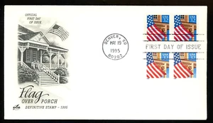 FLAG OVER PORCH BLUE & RED YEAR COIL VARIETY 1995 ARTCRAFT CACHET FDC #2913/4 UN - Picture 1 of 1