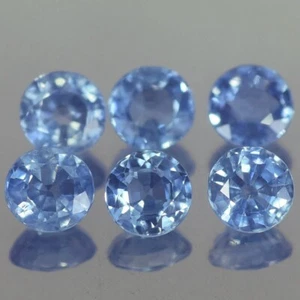 1.88CT AWESOME VVS 6PCS 4.0MM ROUND HEATED ONLY BLUE SAPPHIRE NATURAL - Picture 1 of 3