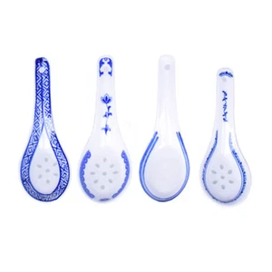 Chinese Soup Spoon Blue and White Porcelain Utensils Cutlery Kitchen Flatware - Picture 1 of 13
