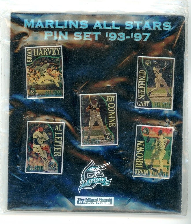 Marlins 1993-1997 All-Stars 5 Pin Set Miami Florida Sheffield Leiter Conine + - Image 1 of 1