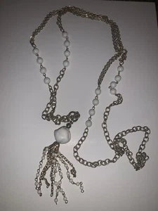 Art Deco  Beaded Flapper Gold Toned Necklace 31” Inch - Picture 1 of 5