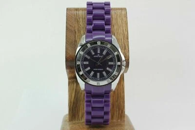 ANNE KLEIN 10/9179 PRPR 水晶装饰紫色不锈钢手表  — 第 1/4 张图片