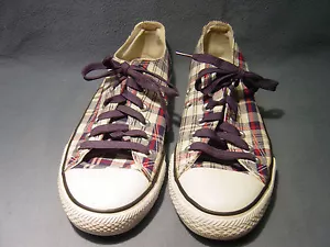 SNEAKERS DONNA CONAMORE BASSE IN TELA, ROSSO, BIANCO, BLU A QUADRI TG 9 SCARPE - Foto 1 di 6