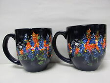 OOAK Hand Painted Coffee/Soup Mugs GALA Exclusive Floral Design by Pam Maulding