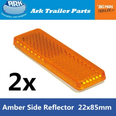 2x Amber Reflector 85mm x 22mm Self Adhesive Trailer Caravan Yellow Truck Stick - image 1 of 4