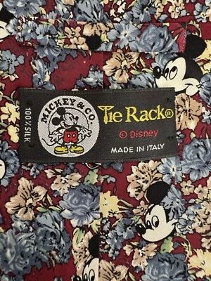 Corbata - Corbata Disney Mickey Flowers 100% Seda - Hecha en Italia Foto 1 de 4