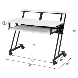 ACME Suitor Wooden Top Music Recording Studio Desk in White and Black - Picture 1 of 7
