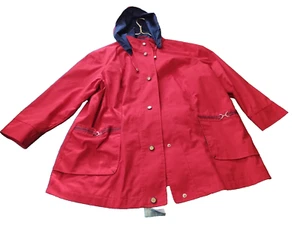 Mackintosh New England Red with Black Trim 1XL Jacket w Detachable Hood Size M - Picture 1 of 11