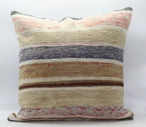 Handmade Turkish Decorative Vintage Kilim Pillow Cover 24'' X 24''(60X60 cm)  - Picture 1 of 4