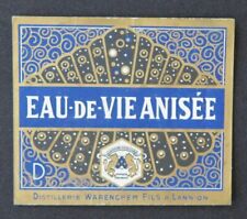 Ancienne étiquette EAU DE VIE ANISEE distillerie WARENGHEM Lannion french label