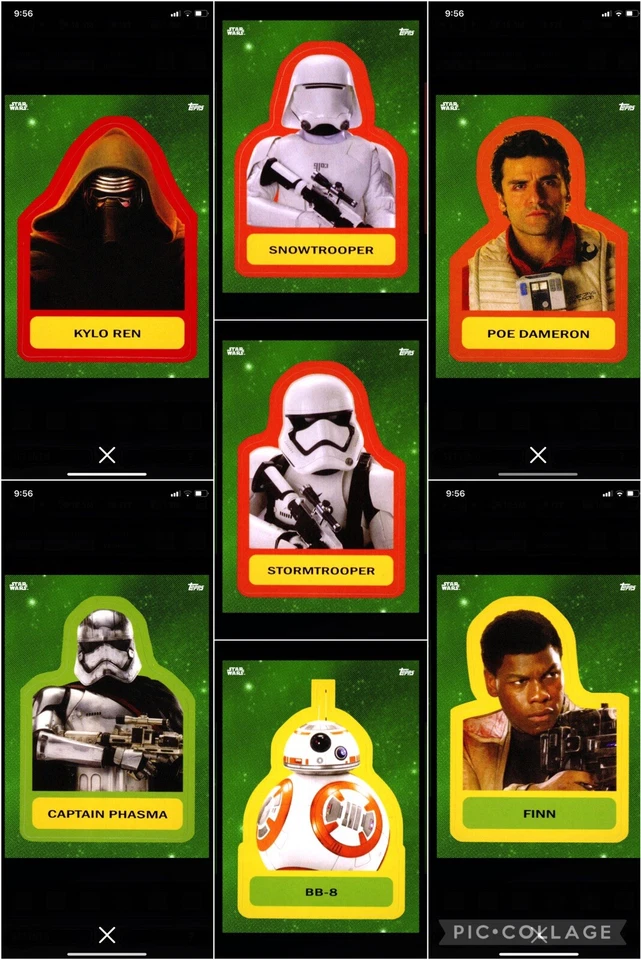Topps Star Wars Digital Card Trader 7 Card Green Sticker Art 4 Insert Set - Image 1 of 1