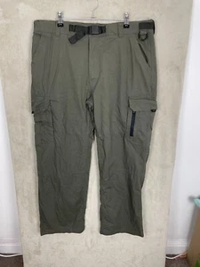 Men's BC Clothing Belted Khaki Utility Cargo Trousers Size W38 L30 Green Lined - Picture 1 of 6