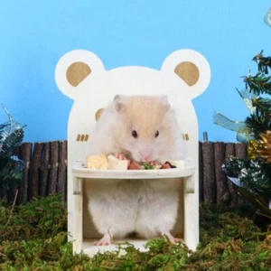 Wooden Hamster Dining Chair Hedgehog Fun Toys Pet Mini Feeding Chair with Tray - Picture 1 of 11