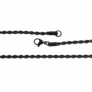 Gunmetal Black Stainless Steel Rope Chain Necklace 23" - 2.5mm - 1 Necklace - Picture 1 of 1