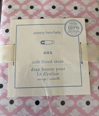 Pottery Barn Kids Baby Nursery Ana Geo Crib Fitted Sheets Pink Floral Blooms - Image 1 of 4