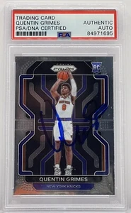 Quinten Grimes Signed Auto 2021-22 Prizm Rookie Card PSA/DNA Slabbed Knicks - Picture 1 of 2