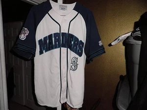 Vintage Seattle Mariners Baseball Script Starter Jersey XL Rare MLB - Picture 1 of 2