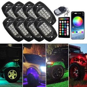 8 Pod RGB Rock LED Light Underglow Lamp Offroad Truck ATV bluetooth APP Control - Picture 1 of 12