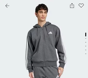 Adidas 3 Streifen Fleece Full-Zip Hoodie dunkelgrau/meliert weiß XL Neu mit Etikett - Bild 1 von 1