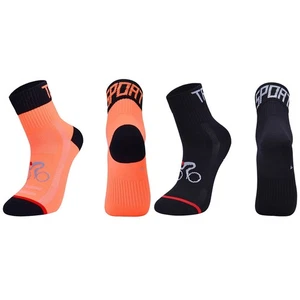2 Pairs Cycling Socks Road Riding Bicycle Bike Sport Ankle Socks XC Black Orange - Picture 1 of 8