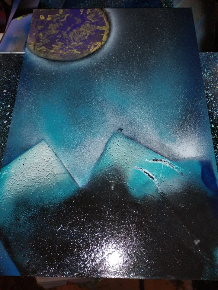 Arte en aerosol espacio exterior arte urbano abstracto original 12x16 lienzo Foto 1 de 1