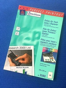 Avery 3560 Transparency Film for Colour Laser Printers / Copiers x42 A4 Sheets - Picture 1 of 3