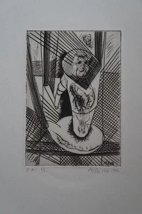 Incisione E.A Composizione 1982 Firmato Atila Biro (1931-1987) - Picture 1 of 2