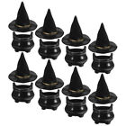 10 Halloween Witch Hat Mini Party Hats & Cauldron Miniatures