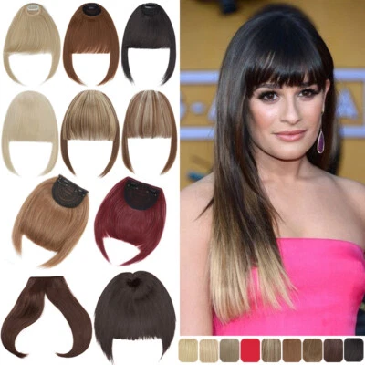 Pinza con flecos flequillos ordenados finos y gruesos como extensiones de cabello humano pieza para el cabello EE. UU. Foto 1 de 4