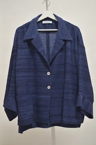 Amina Rubinacci Blue Jacket Knitted Blazer unlined linen blend Size 54 - Picture 1 of 8