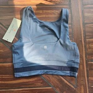 Sweaty Betty All Day Wrap Waist Tank Blue Crop Built In Bra Blue Womens Small - Picture 1 of 5