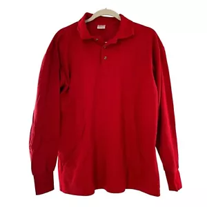 Red Polo Shirt Superior Uniform Group Large Waffle Knit Fabric Button-Up Shirt - Picture 1 of 9