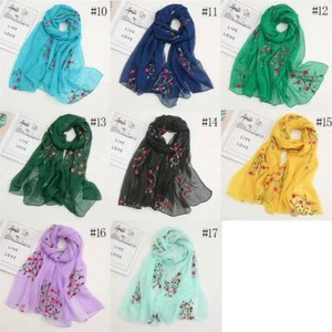 Women's Style Miles Blossom Towel Women Chinese Peach Embroidered Beach Chiffon - Picture 1 of 34