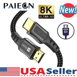 HDMI 2.1 Cable 8K@60Hz 2M 48Gbps 3D1440P Braided For PS5 PS4 Xbox Switch TV Box - Picture 1 of 7