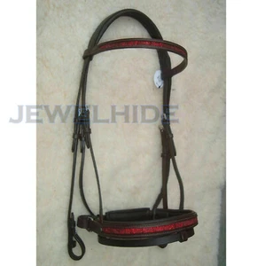 Brida Cuero Manivela Caballo Nariz Banda Cristal Cejas Patente Tack Comodidad 3 Talla - Imagen 1 de 3