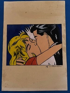 ROY LICHTENSTEIN drawing and painting on old paper signed stamped vintage - Picture 1 of 2