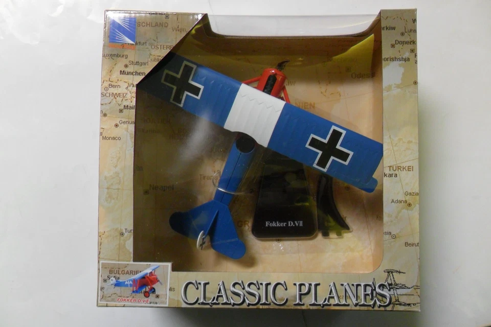 NEW RAY AEREI CLASSICI PLANE FOKKER D.VII GIÀ MONTATO CON SUPPORTO  ART 20223 - Immagine 1 di 1