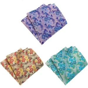 3 Packs Men Classic Flower Pocket Square Colorful Handkerchief Wedding Hanky - Picture 1 of 9