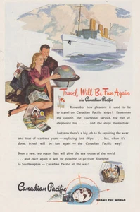 1946 Canadian Pacific: Travel Will Be Fun Again Vintage Print Ad - Bild 1 von 1