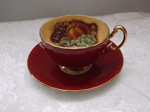 Vtg Aynsley Orchard Fruits Cherry Red Tea Cup and Saucer Duo Made In England - Picture 1 of 16