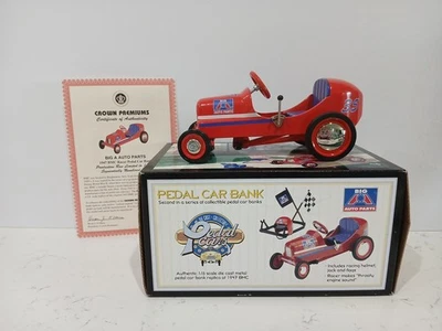 Crown Premiums Big A Auto Parts 1947 BMC Pedal Car 1/6 Diecast Bank Red NIB - Image 1 of 4