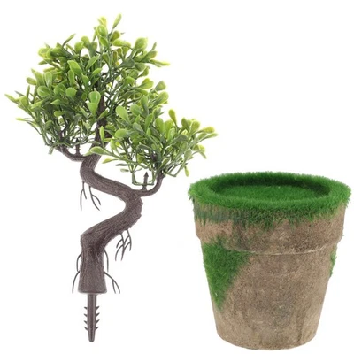  Potted Faux House Plants Artificial Welcome Pine Bonsai Decor Fake Tree - Image 1 of 4