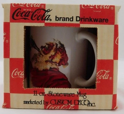 Taza de gres Coca-Cola Santa nueva vintage retro 11 OZ borde dorado Foto 1 de 4