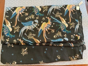 Ann Taylor LOFT Infinity Scarf Navy Blue Floral & Peacock Bird Work Office VGUC! - Picture 1 of 8