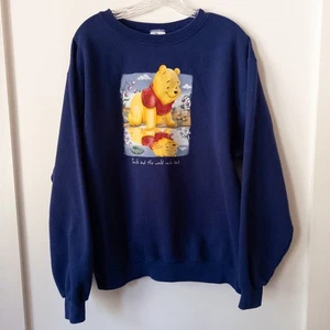 Sudadera De Colección Y2K Winnie the Pooh Talla M Disney Store Sonrisa Azul Marino Nostálgica - Imagen 1 de 9