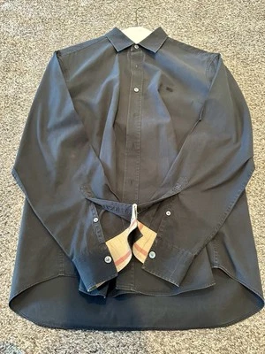Chicos Burberry Brit Vestido Camisa Abotonada Negro Cuadros Puño y Cuello Grande Foto 1 de 3