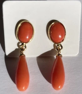 Orecchini Corallo Pendoli In Argento Placcato - Picture 1 of 5